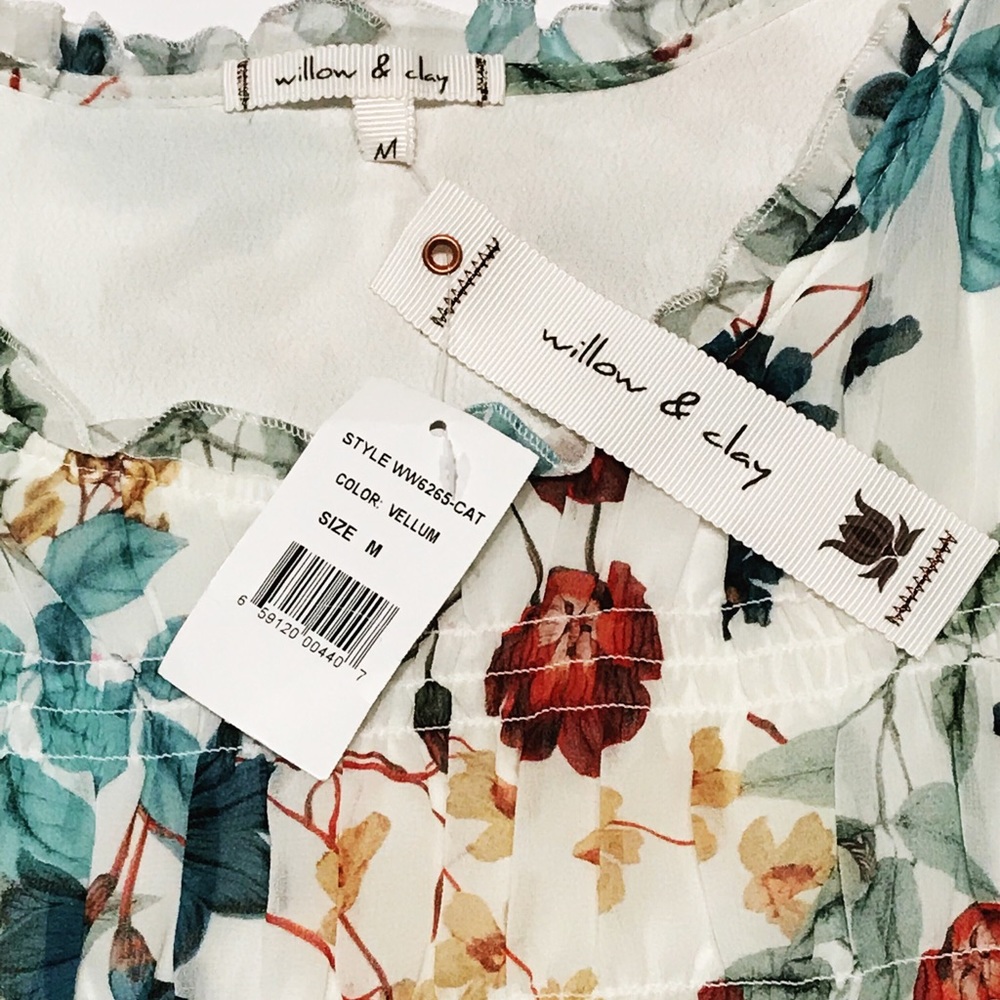 Willow & Clay Cold Shoulder Top Blouse Floral Sz M - Picture 5 of 8